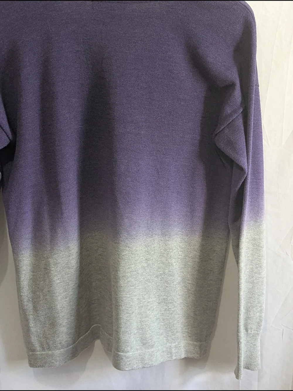Chaps Ombre V Neck Sweater Purple Gray Knit Pullover Women's Large Soft